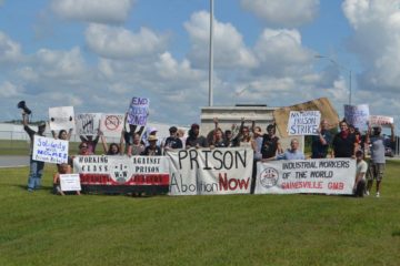 Protesters gather for an IWOC demonstration outside FCI Coleman in Wildwood, Florida. (Photo via IWOC Gainesville)