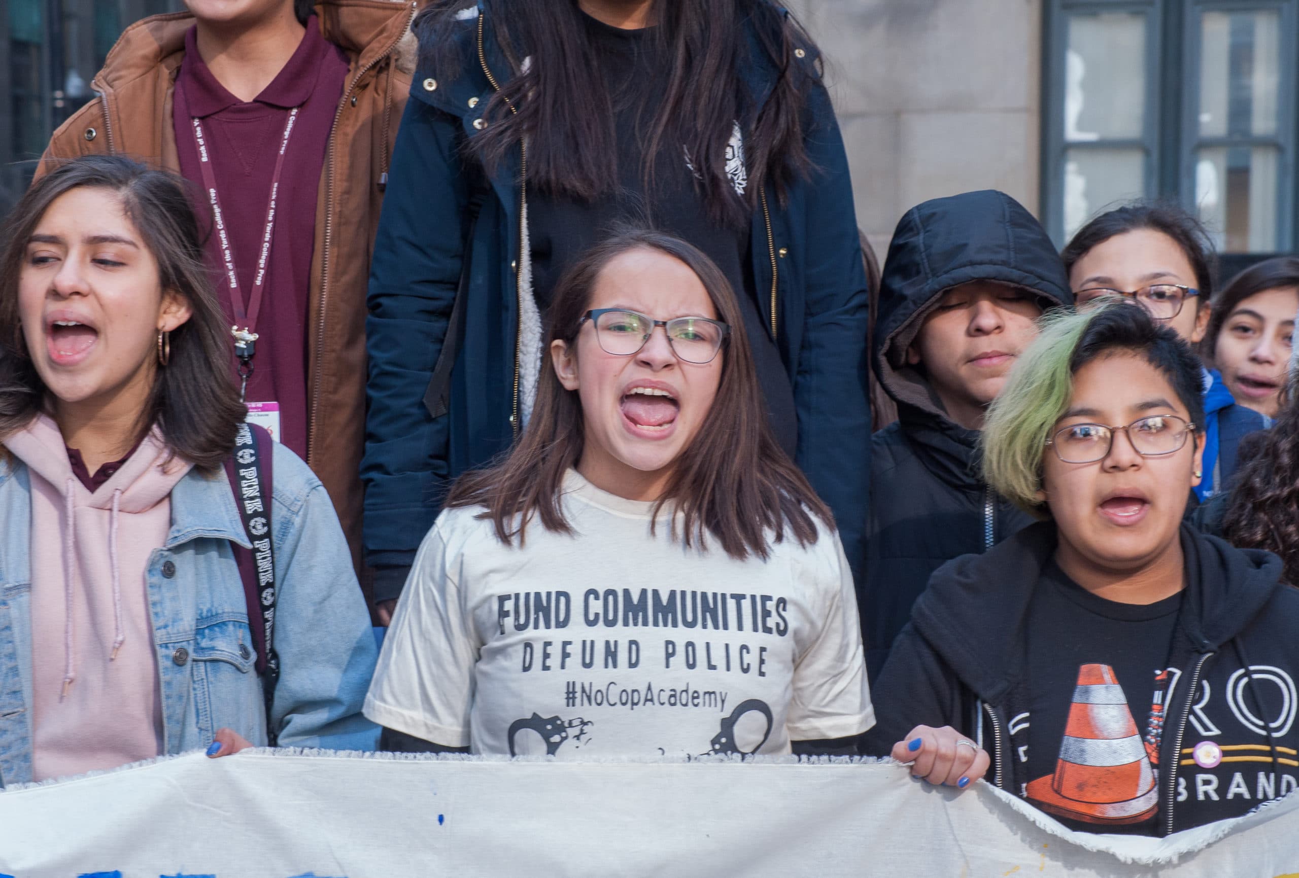 Chicago youth who took part in the national school walkout over gun violence on March 14th rally across the street from City Hall. Photo by Aaron Cynic.